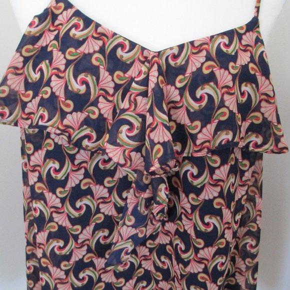 Webster Miami for Target Blue Print Ruffle Neck Cami Size L - Picture 1 of 14